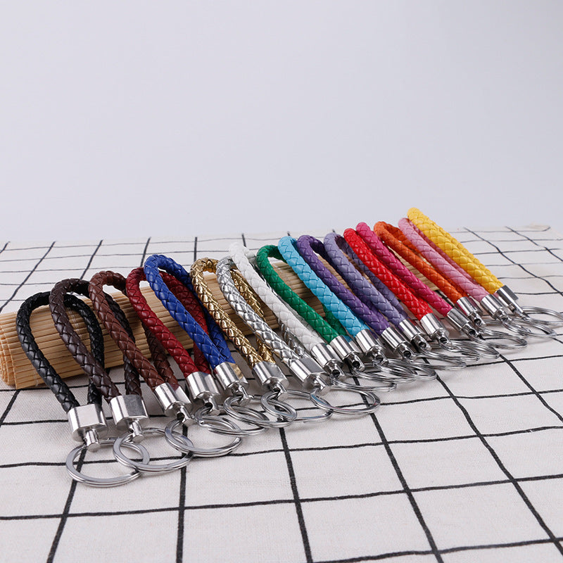 Wholesale Braided Color Leather Rope Keychain